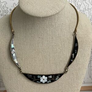 VTG Mexican Alpaca Abalone shell Marked Necklace